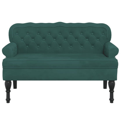 Banco Alessia com Encosto - 119,5x64,5x75 cm -  Veludo - Verde Escuro