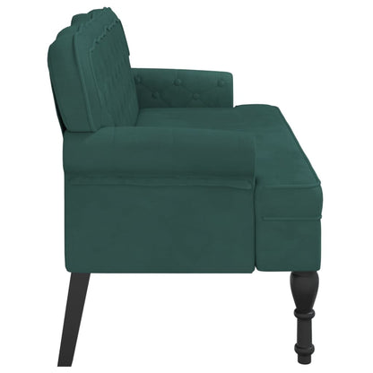 Banco Alessia com Encosto - 119,5x64,5x75 cm -  Veludo - Verde Escuro