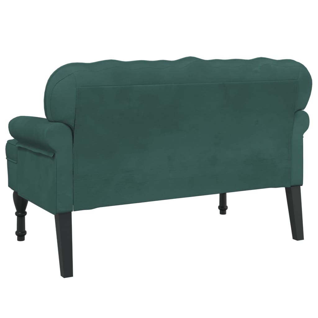 Banco Alessia com Encosto - 119,5x64,5x75 cm -  Veludo - Verde Escuro