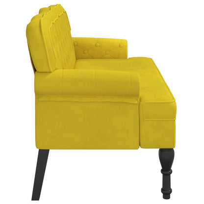 Banco com encosto 119,5x64,5x75 cm veludo amarelo