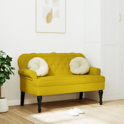 Banco com encosto 119,5x64,5x75 cm veludo amarelo