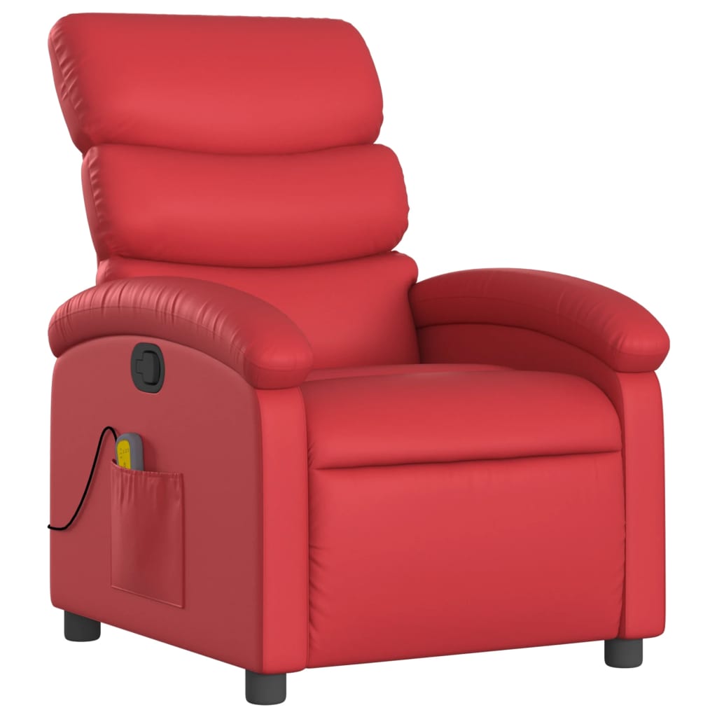 Poltrona de massagens reclinável couro artificial vermelho