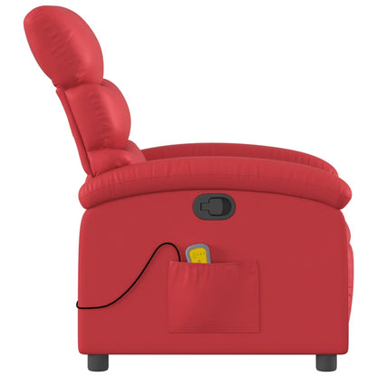 Poltrona de massagens reclinável couro artificial vermelho