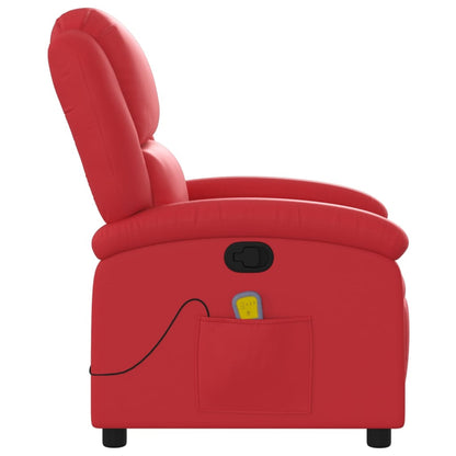 Poltrona de massagens reclinável couro artificial vermelho