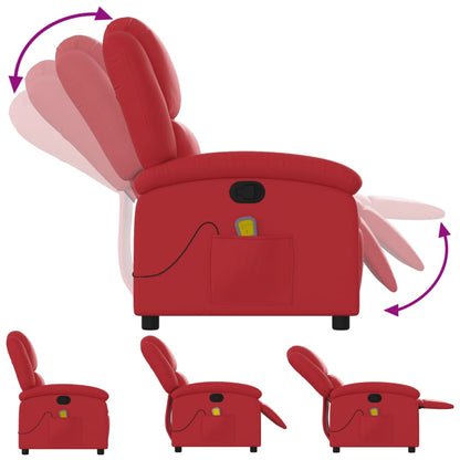 Poltrona de massagens reclinável couro artificial vermelho