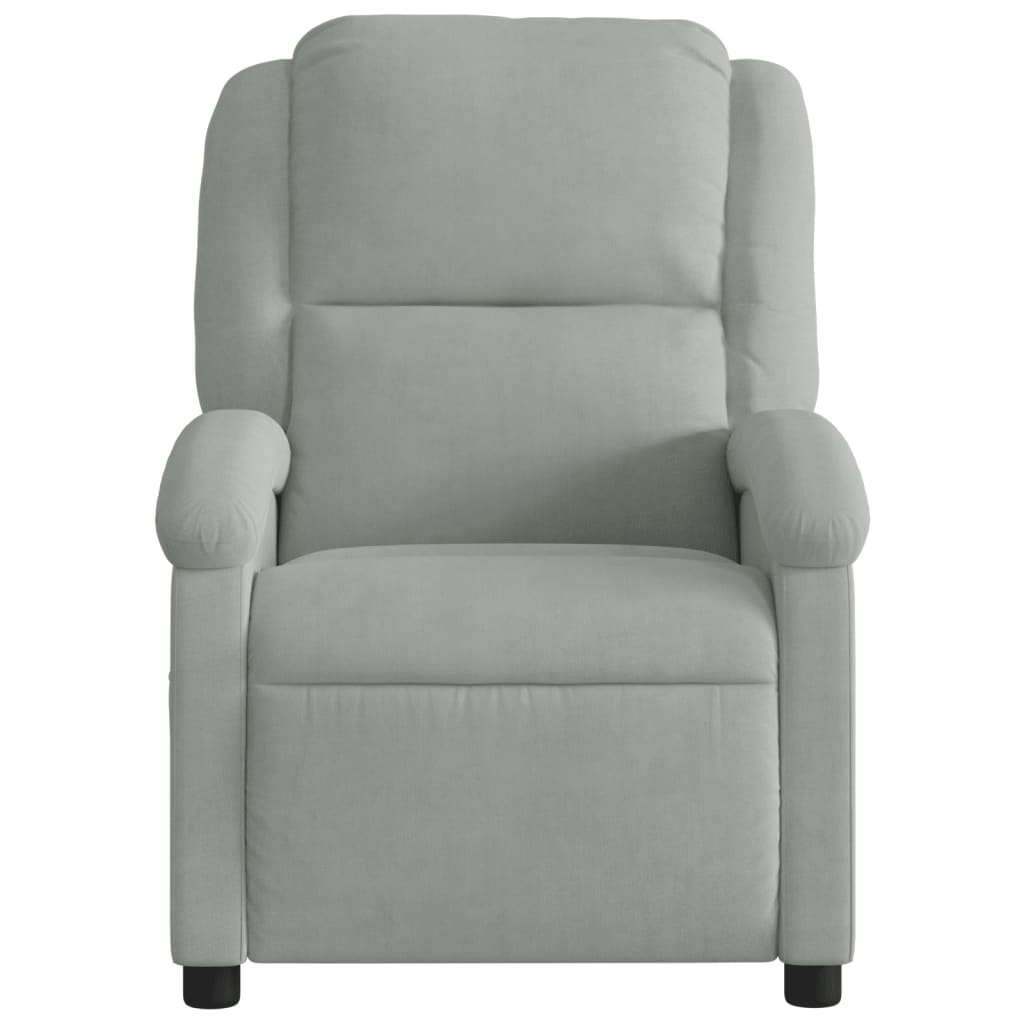 Poltrona Agnes Reclinável Ergonómica em Veludo Suave - Cinzento-Claro - Design Moderno