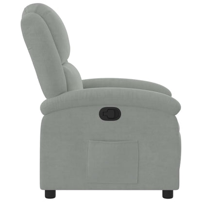 Poltrona Agnes Reclinável Ergonómica em Veludo Suave - Cinzento-Claro - Design Moderno