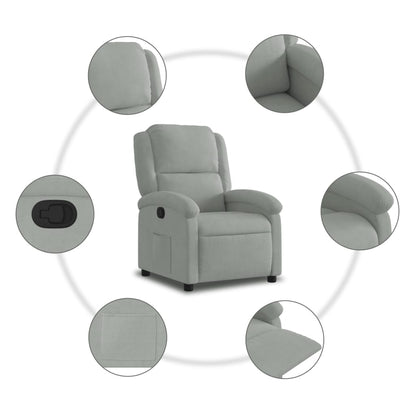 Poltrona Agnes Reclinável Ergonómica em Veludo Suave - Cinzento-Claro - Design Moderno