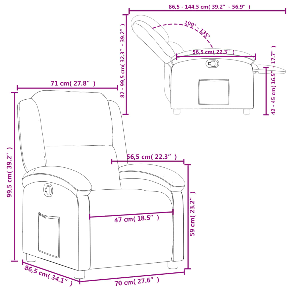 Poltrona Agnes Reclinável Ergonómica em Veludo Suave - Cinzento-Claro - Design Moderno