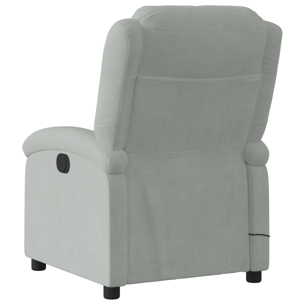 Poltrona Agnes Reclinável Ergonómica com Massagens em Veludo Suave - Cinzento - Design Moderno