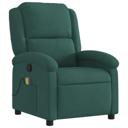 Poltrona Agnes Reclinável Ergonómica com Massagens em Veludo Suave - Verde Escuro - Design Moderno