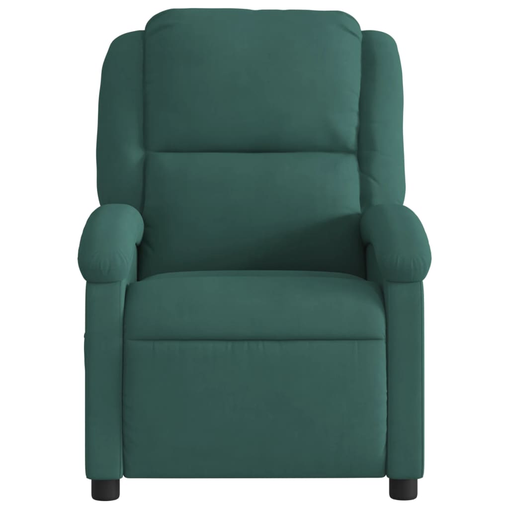 Poltrona Agnes Reclinável Ergonómica com Massagens em Veludo Suave - Verde Escuro - Design Moderno