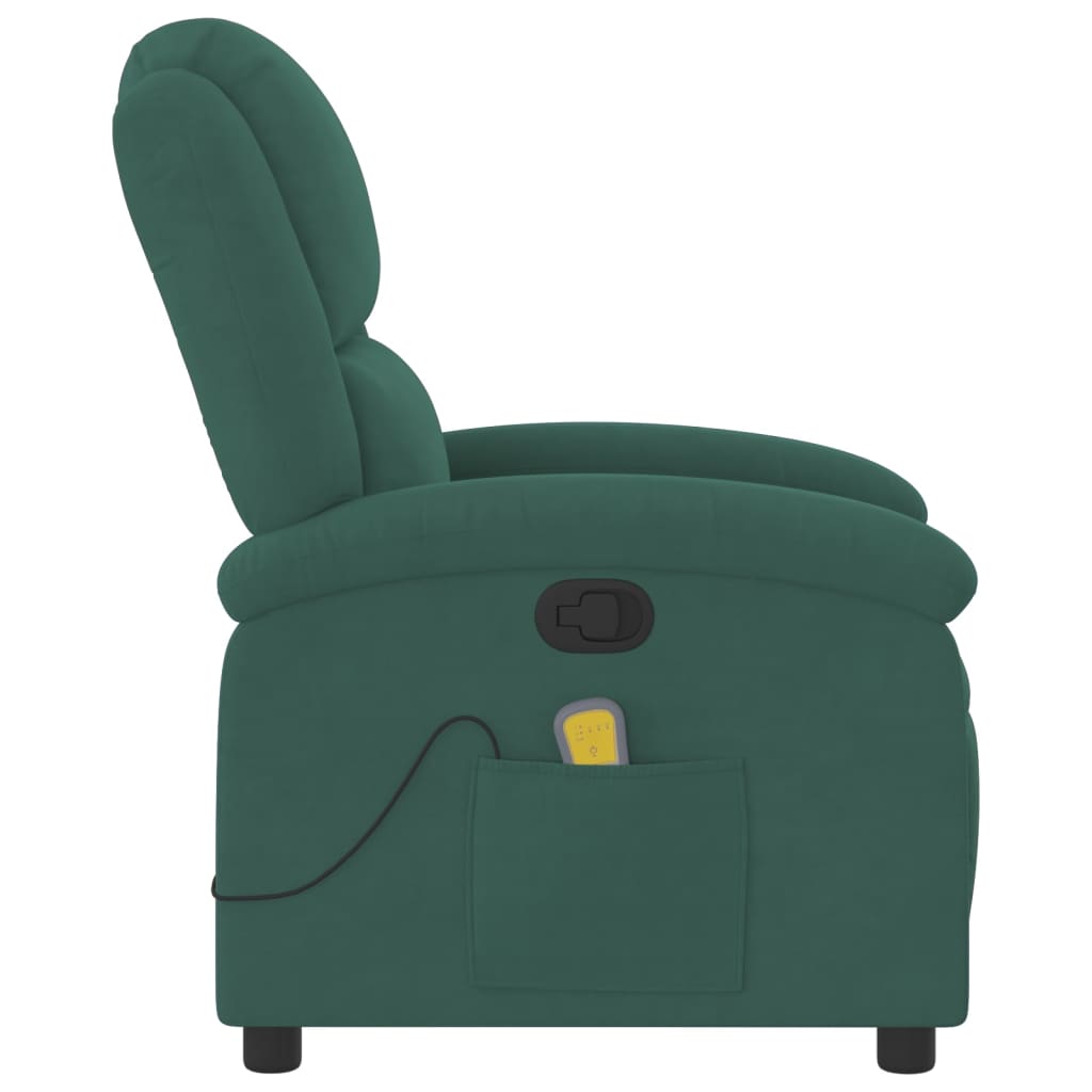 Poltrona Agnes Reclinável Ergonómica com Massagens em Veludo Suave - Verde Escuro - Design Moderno