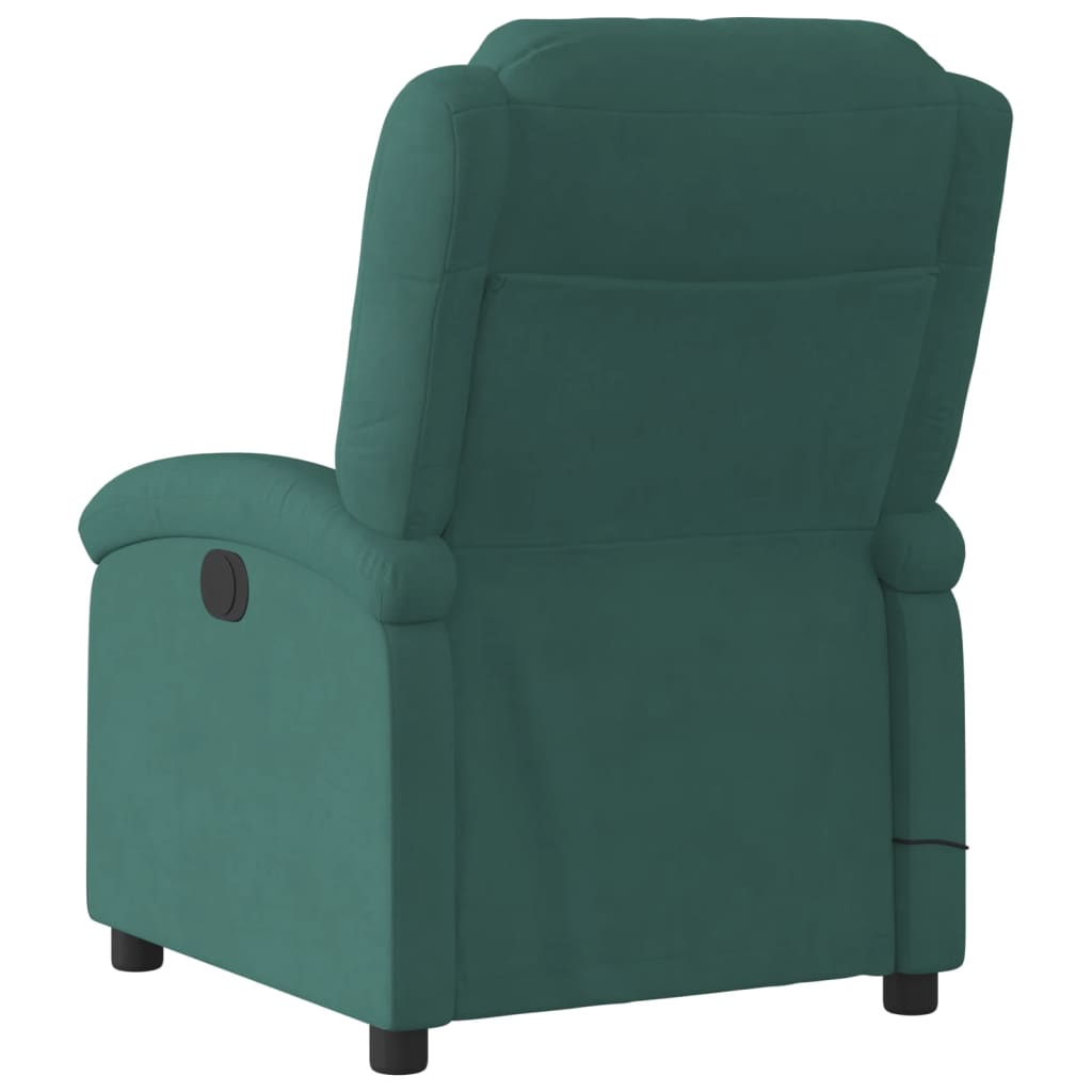 Poltrona Agnes Reclinável Ergonómica com Massagens em Veludo Suave - Verde Escuro - Design Moderno