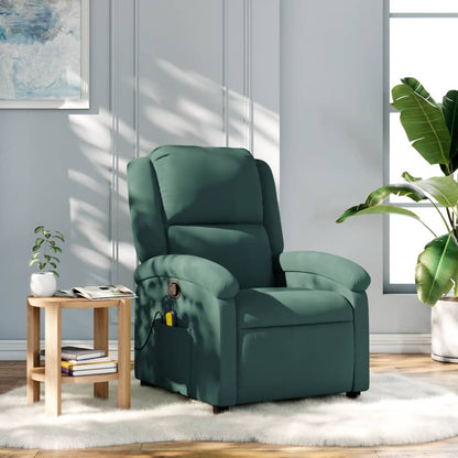 Poltrona Agnes Reclinável Ergonómica com Massagens em Veludo Suave - Verde Escuro - Design Moderno