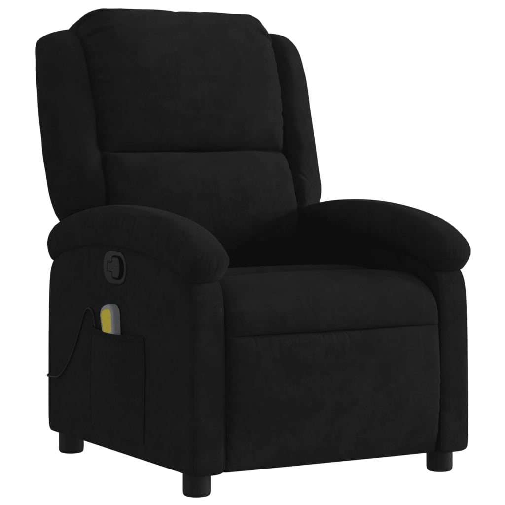 Poltrona Agnes Reclinável Ergonómica com Massagens em Veludo Suave - Preto - Design Moderno