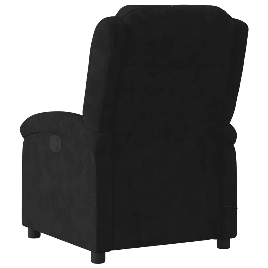 Poltrona Agnes Reclinável Ergonómica com Massagens em Veludo Suave - Preto - Design Moderno