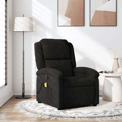 Poltrona Agnes Reclinável Ergonómica com Massagens em Veludo Suave - Preto - Design Moderno