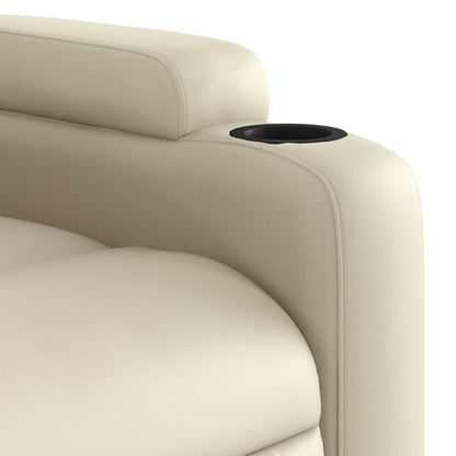 Poltrona Alegra Reclinável com 6 Pontos de Massagens em Couro Artificial - Creme - Design Moderno