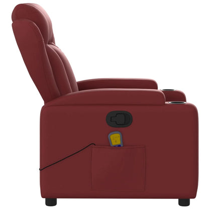 Poltrona Alegra Reclinável com 6 Pontos de Massagens em Couro Artificial - Vermelho Tinto - Design Moderno