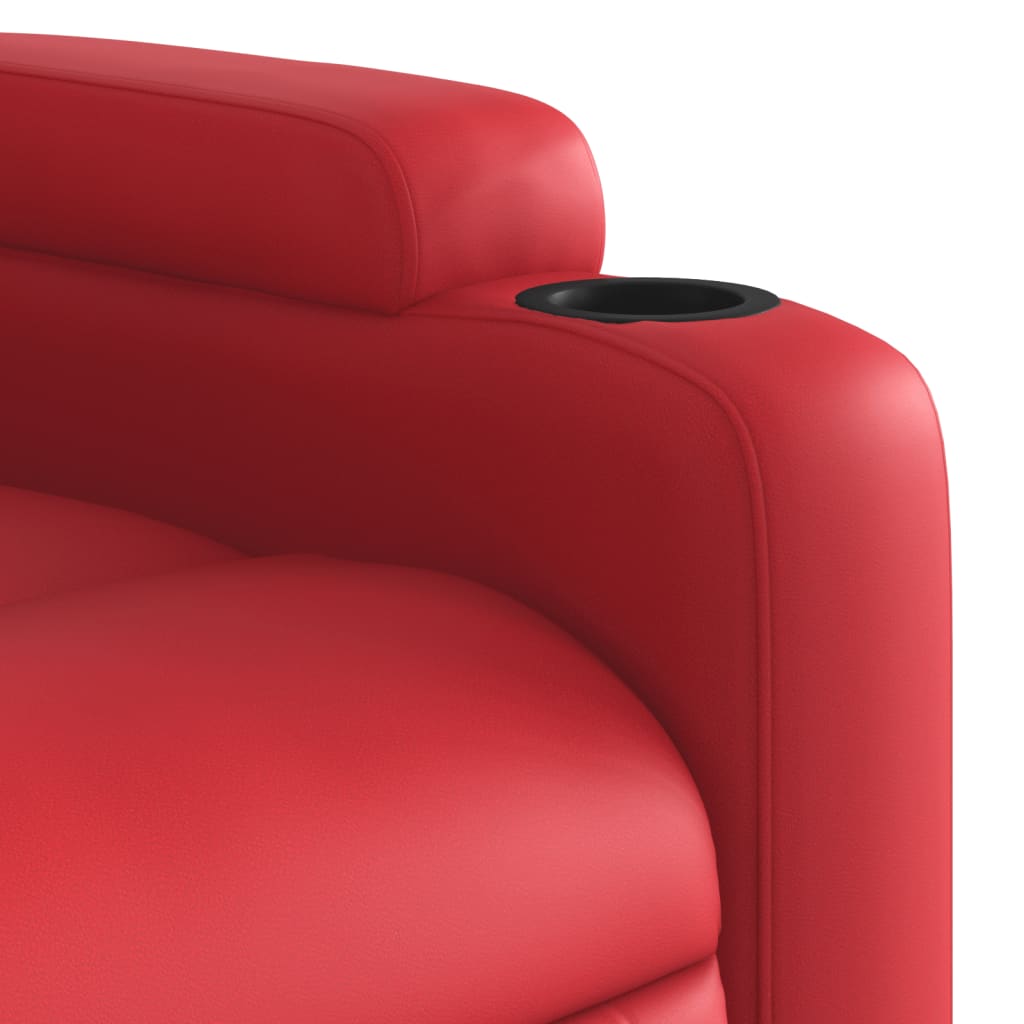 Poltrona de massagens reclinável couro artificial vermelho