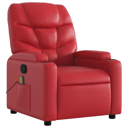 Poltrona de massagens reclinável couro artificial vermelho