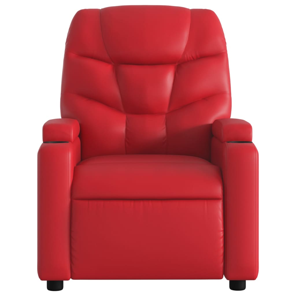 Poltrona de massagens reclinável couro artificial vermelho