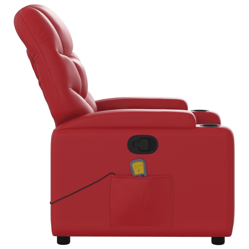 Poltrona de massagens reclinável couro artificial vermelho