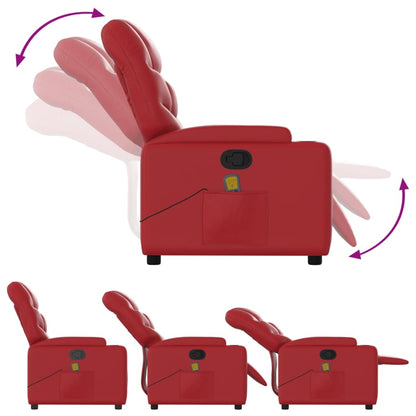 Poltrona de massagens reclinável couro artificial vermelho