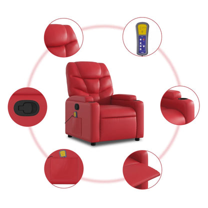 Poltrona de massagens reclinável couro artificial vermelho