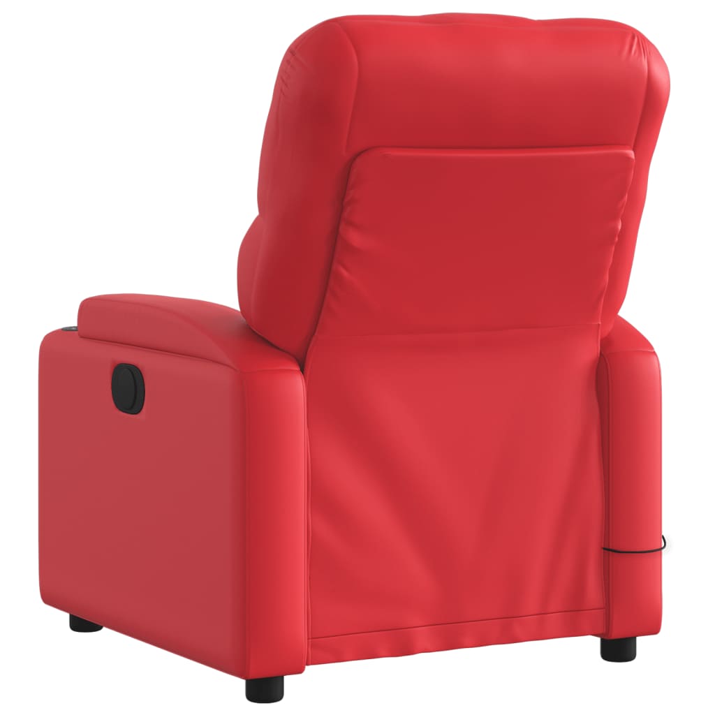 Poltrona de massagens reclinável couro artificial vermelho