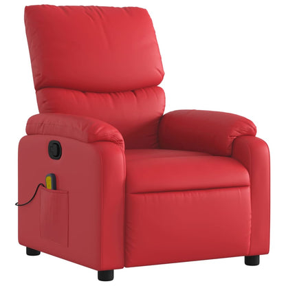 Poltrona de massagens reclinável couro artificial vermelho