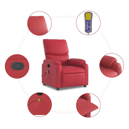 Poltrona de massagens reclinável couro artificial vermelho