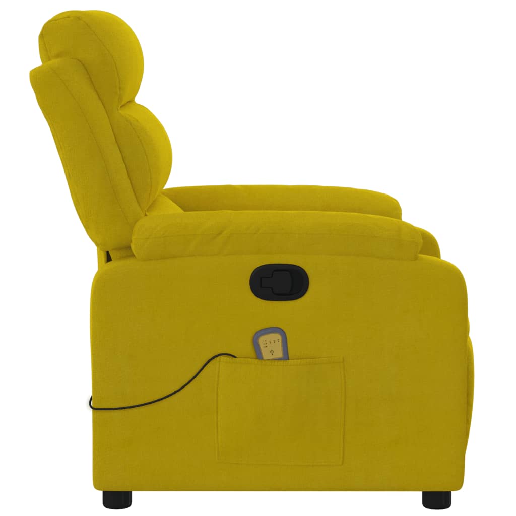 Poltrona de massagens reclinável veludo amarelo