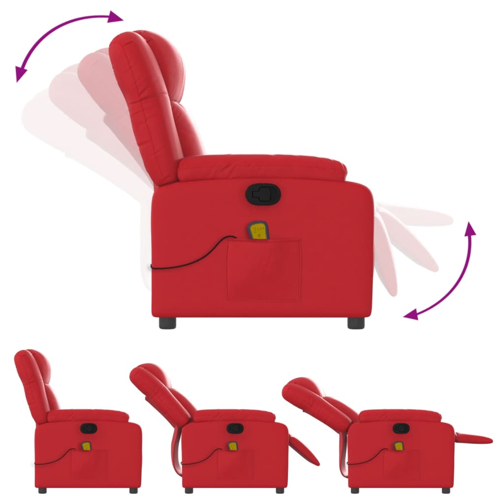 Poltrona de massagens reclinável couro artificial vermelho