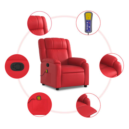 Poltrona de massagens reclinável couro artificial vermelho