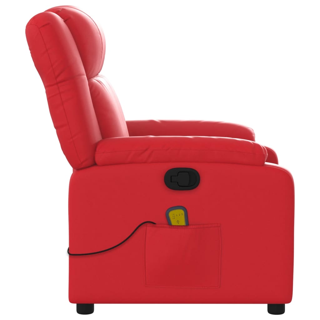 Poltrona de massagens reclinável couro artificial vermelho