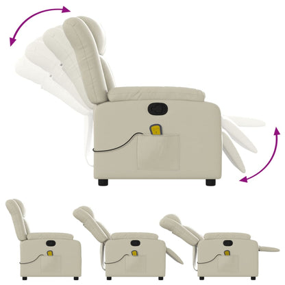 Poltrona Tapi com 6 Pontos de Massagens e Reclinação Manual em Couro Artificial - Creme - Design Moderno