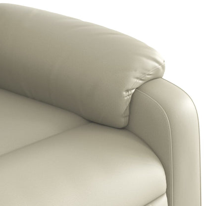 Poltrona Tapi com 6 Pontos de Massagens e Reclinação Manual em Couro Artificial - Creme - Design Moderno