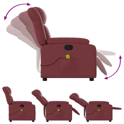 Poltrona Tapi com 6 Pontos de Massagens e Reclinação Manual em Couro Artificial - Vermelho Tinto - Design Moderno