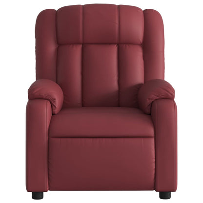 Poltrona Tapi com 6 Pontos de Massagens e Reclinação Manual em Couro Artificial - Vermelho Tinto - Design Moderno