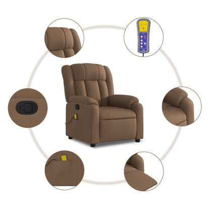 Poltrona Tapi com 6 Pontos de Massagens e Reclinação Manual em Tecido Respirável - Castanho - Design Moderno