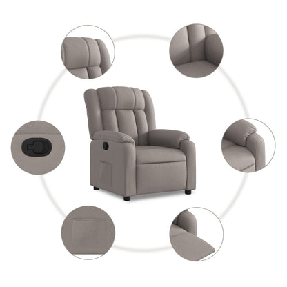 Poltrona Tapi com 6 Pontos de Massagens e Reclinação Manual em Tecido Respirável - Cor Taupe - Design Moderno