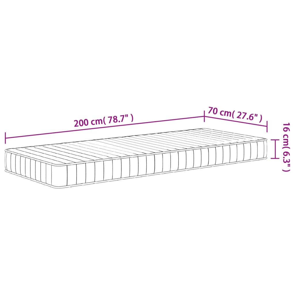 Colchão de espuma médio suave 70x200 cm