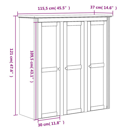 Aparador alto BODO 115,5x43x200,5 pinho maciço branco/castanho