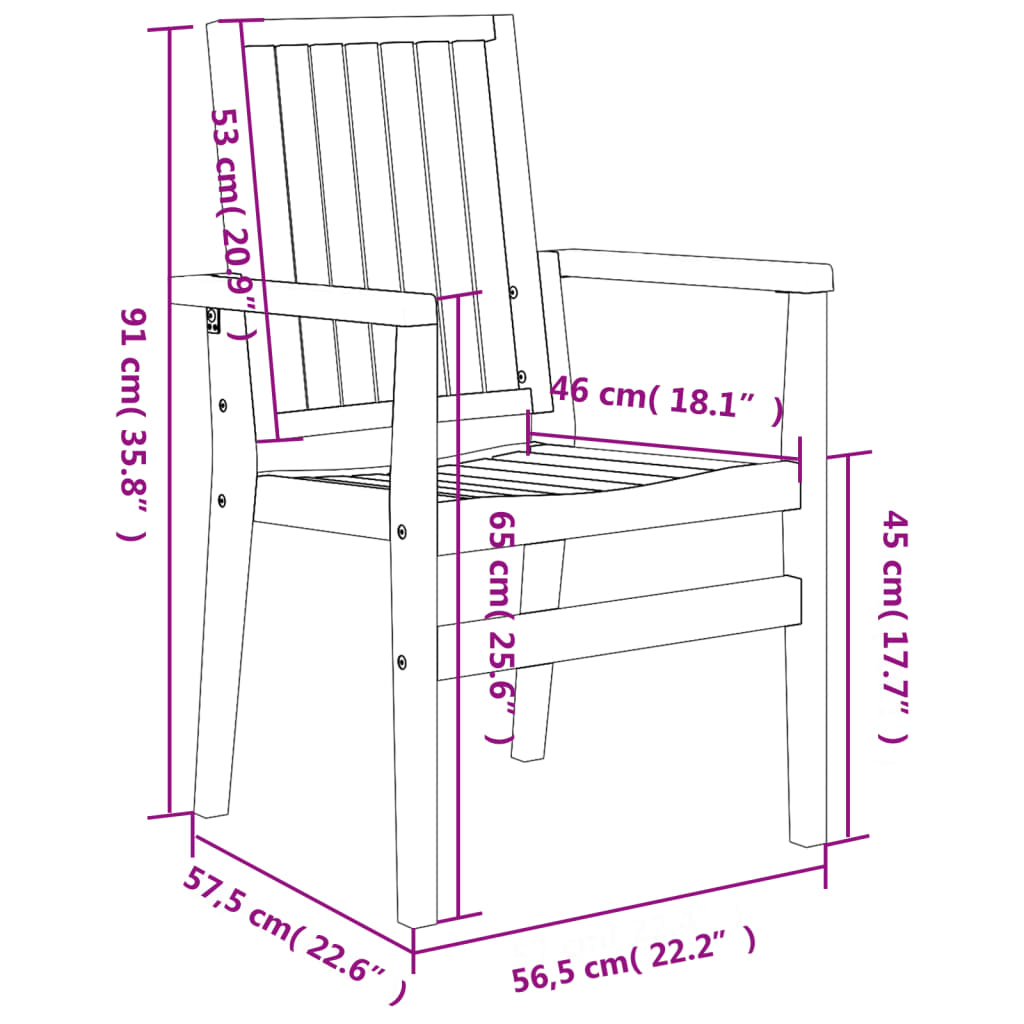 Cadeiras de jardim empilháveis 4 pcs 56,5x57,5x91cm teca maciça