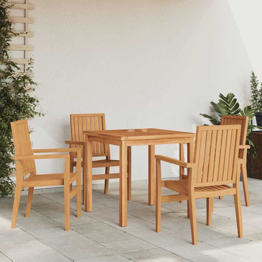 Cadeiras de jardim empilháveis 4 pcs 56,5x57,5x91cm teca maciça