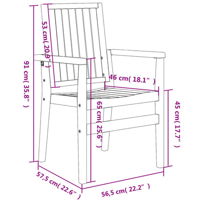 Cadeiras de jardim empilháveis 6 pcs 56,5x57,5x91cm teca maciça