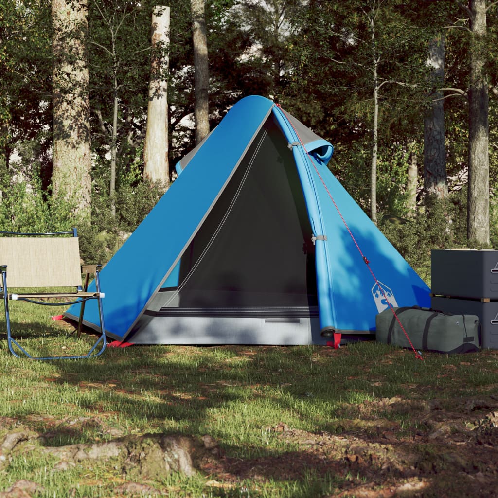 Tenda de campismo cúpula para 2 pessoas impermeável azul