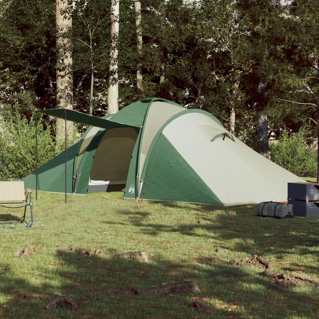 Tenda familiar em cúpula para 6 pessoas impermeável verde